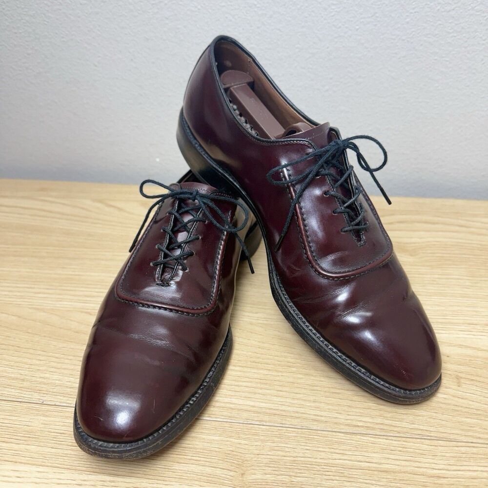 Allen Edmonds Belgium Mens Size 9 A Dress Shoes Brown Leather Plain Toe Oxfords